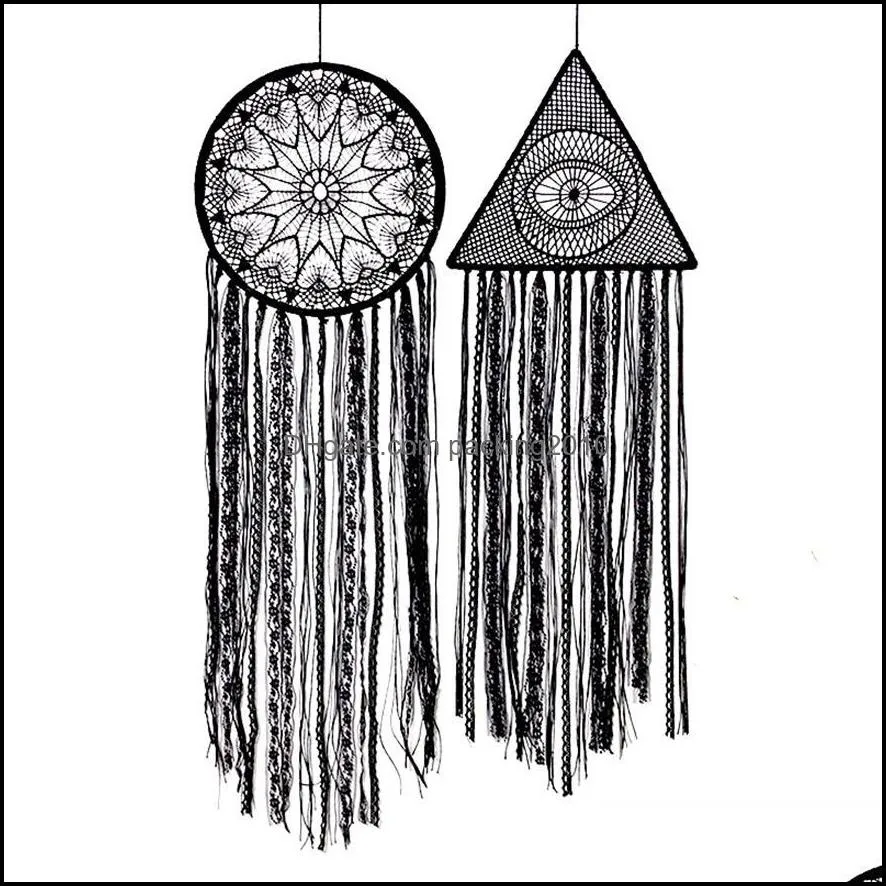 Other Home Decor Decor Garden Black Boho Eye Of God Handmade Dream Catcher Traditional Blessing Gift For Car Wall Hanging Nursery Bedroom