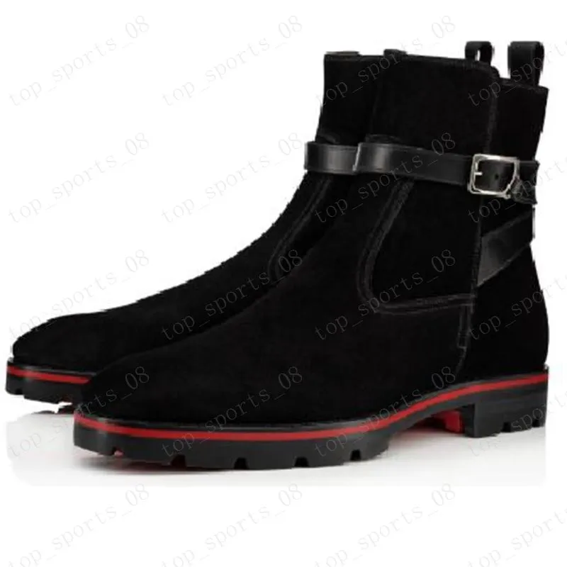 Save Big on Bulk Mens Red Ankle Boots Mens Red Bottom Shoes, Suede Leather  Ankle Boots With Spikes, Red Sole Fashion Motorcycle Boots For Men Best 