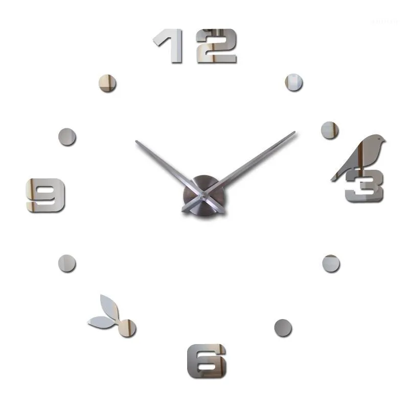 Relógios de parede Atacado - 2021 relógio relógio grande adesivos Decoração de casa sala de estar 3D DIY espelho acrílico Horloge livre 1
