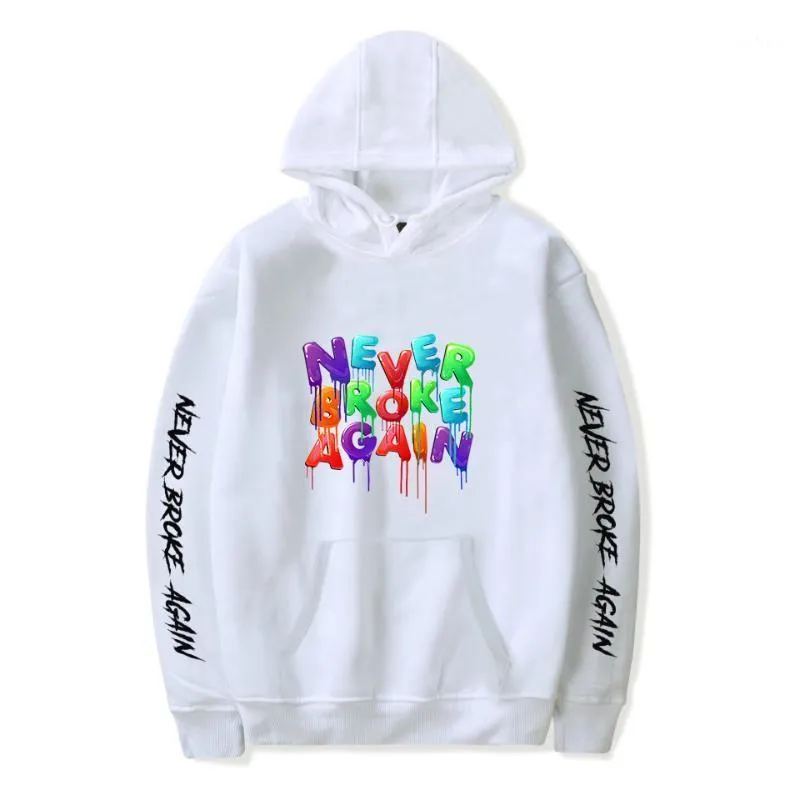 Ne s'est jamais cassé à nouveau à capuche hommes/femmes sweatHarajuku Youngboy coton sweats oversize imprimé Streetwear blanc grande taille1