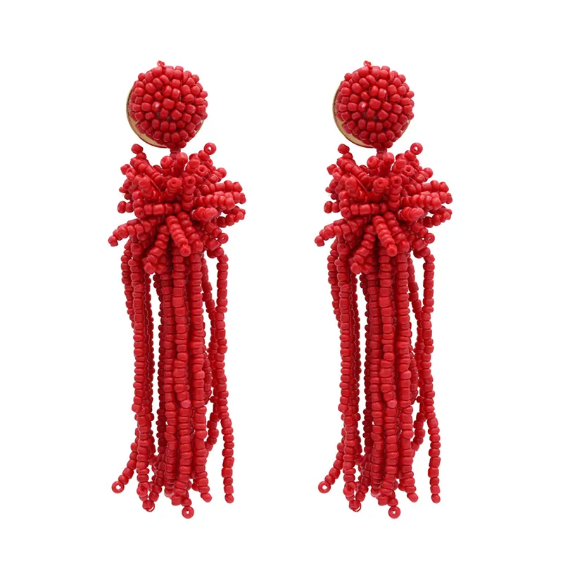 Dos multicolore mode riz perles glands boucles d'oreilles populaires rue battre boucles d'oreilles haute qualité bijoux en gros