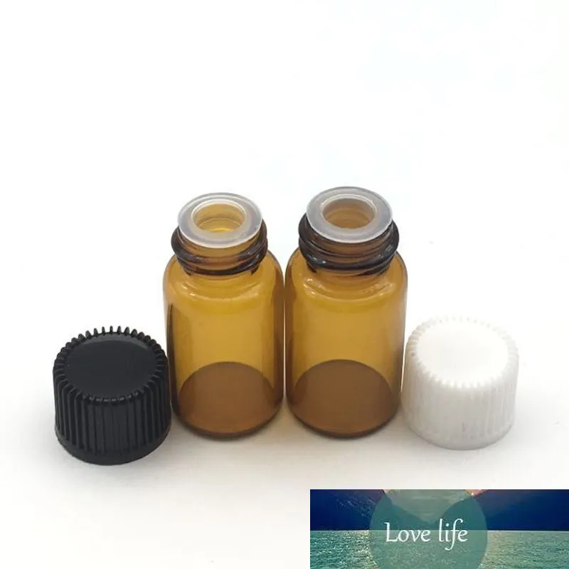 Flacons en verre de parfum ambre de 3ml, 5 pièces, petites bouteilles d'huile essentielle sans pointe de trou
