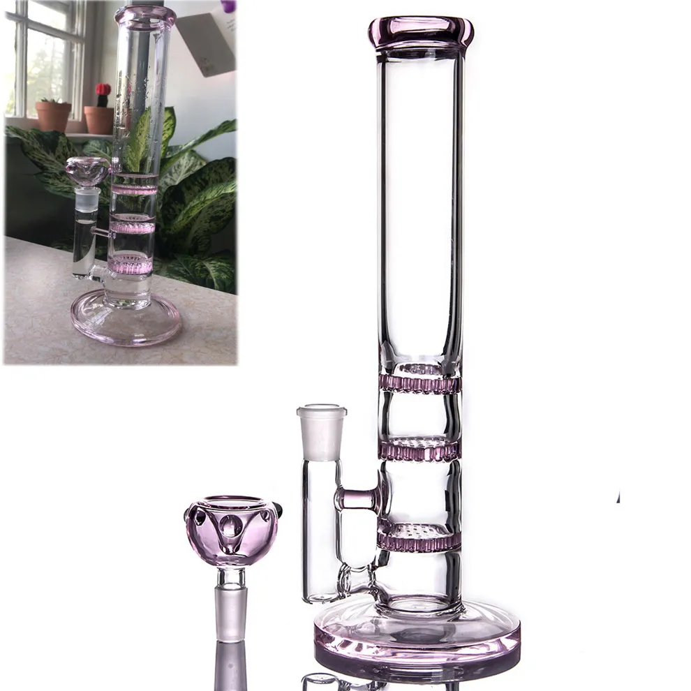 Różowe szklane rury wodne Bong Comb Perc Heady Dab Rigs Unikalne nargile Water Bags Szklany Bubbler Dabber Chicha Ash Catcher Chicha