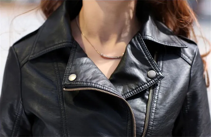 美品✨【ALUDE】short leather jacket New Womens Short Leather Jacket - Trendy Autumn Style