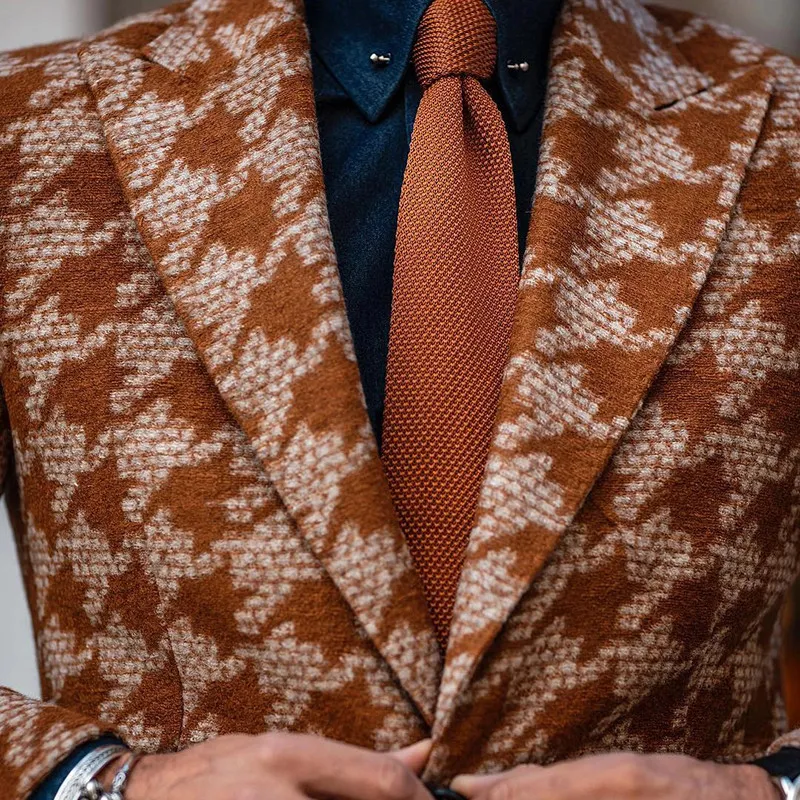 プラスサイズの冬の男性ウィンドブレーカー新しい秋のスーツハウンドトゥースジャケットファッション印刷された男性コート249i