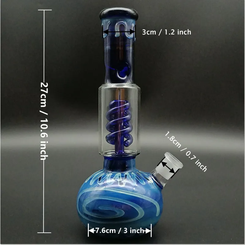 10,6 pollici vetro acqua bong riciclatore narghilè pipa narghilè becher con 14 mm maschio ciotola curva perc