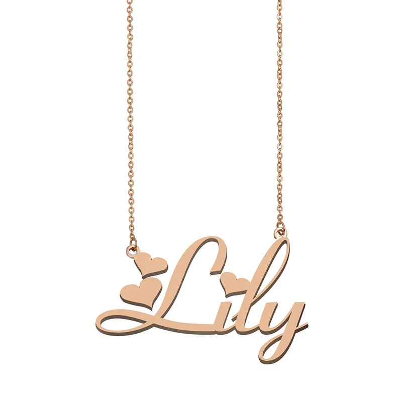 Lily name necklaces pendant for women Custom Personalized girls children best friends Mothers Gifts 18k gold plated Stainless steel