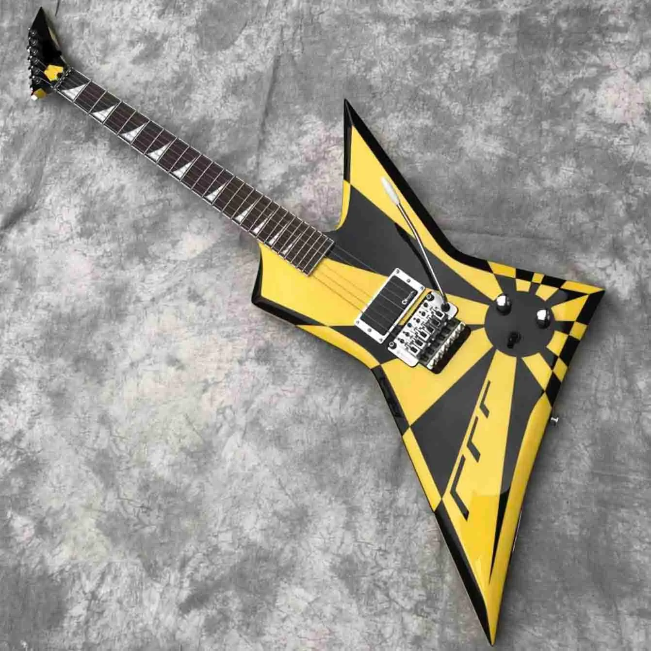 La guitare électrique de corps de forme irrégulière faite sur commande dans les couleurs jaunes de sortes acceptent l'OEM