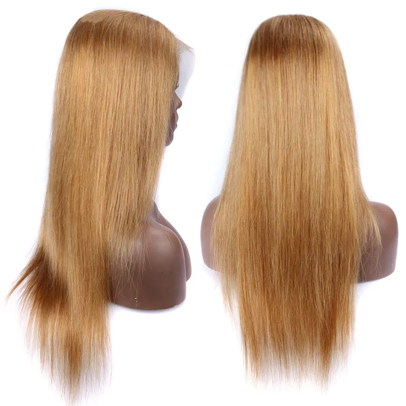 Silky Straight #27 13x6 Lace Front Wigs For Black Women Virgin Brazilian Honey Blonde Hair Glueless Full Lace Human Hair Wigs Baby Hair