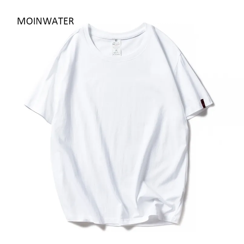 Moinwater 여성 흑백 Tshirts 레이디 솔리드 코튼 티 짧은 슬리브 T 셔츠 여성 여름 상판 MT1901 220307