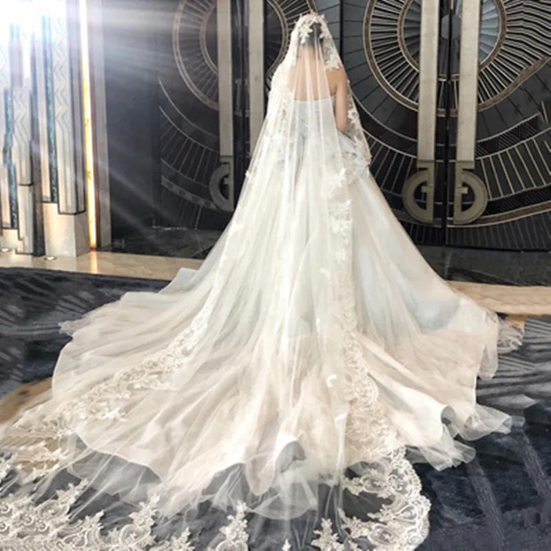 New Arrival Bridal Veils 4M Long Cathedral Tulle Veil One  display picture 2