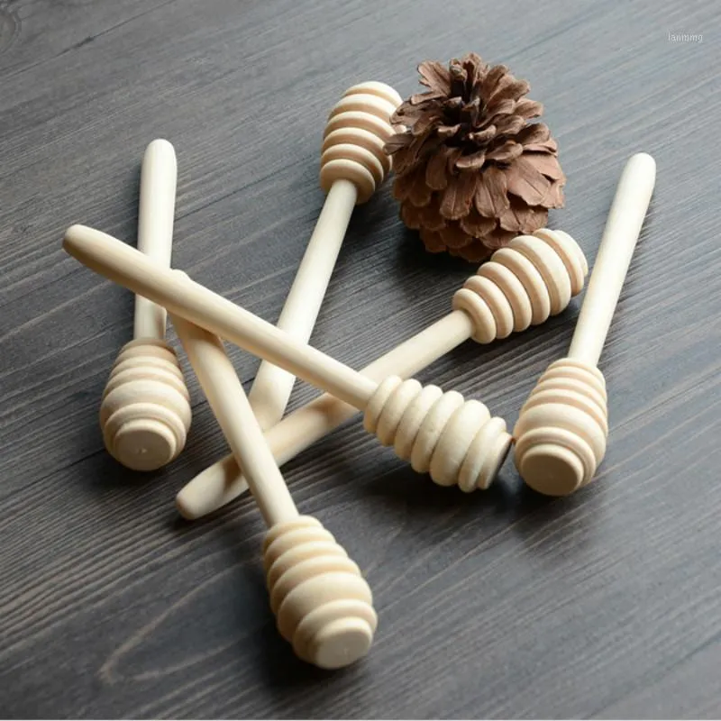 100pcs/lot 14cm Length Wooden Honey Stirring Stick Wood Spoon Dipper Party Supply1 Wholesale-