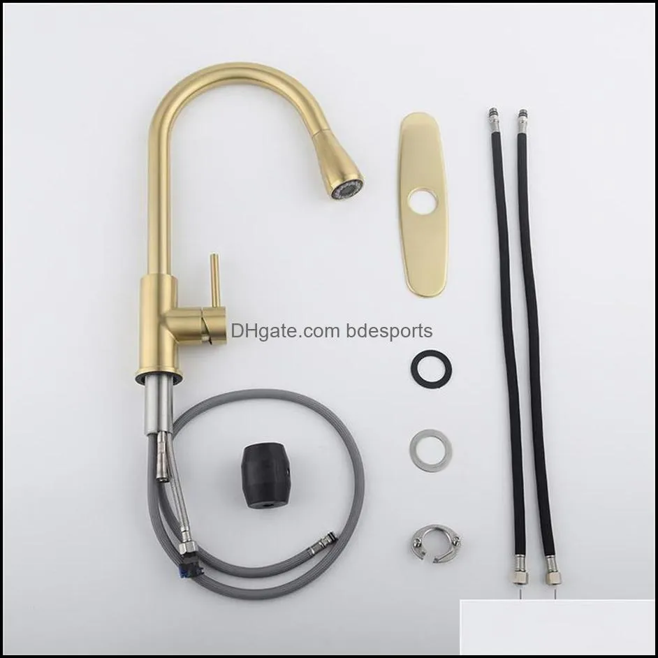 US STOCK Kitchen Faucet with Pull Out Spraye Gold a51 a24