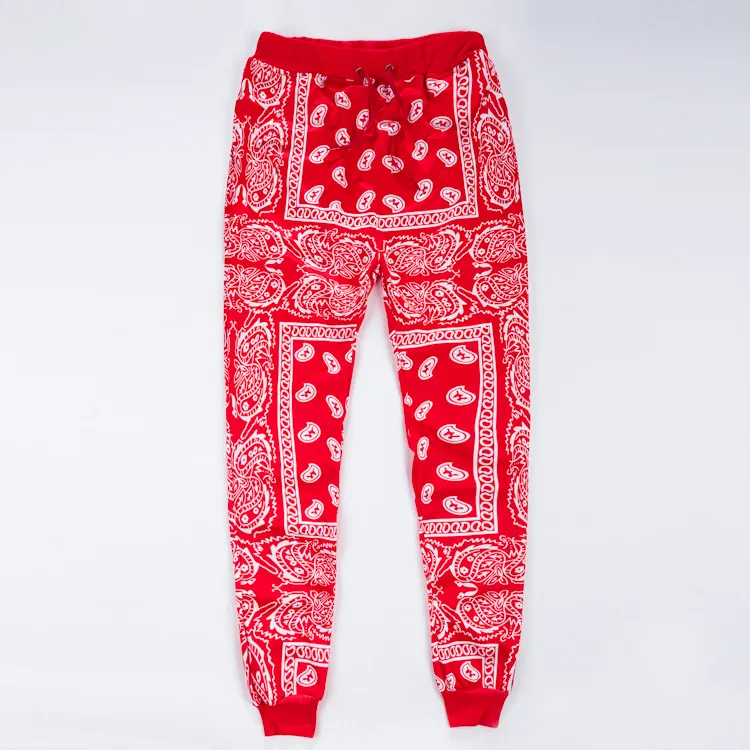 Moda - calças de moletom masculinas swag pantalones hombre vermelho azul bandana joggers calças masculinas hip hop calças femininas streetwear unissex