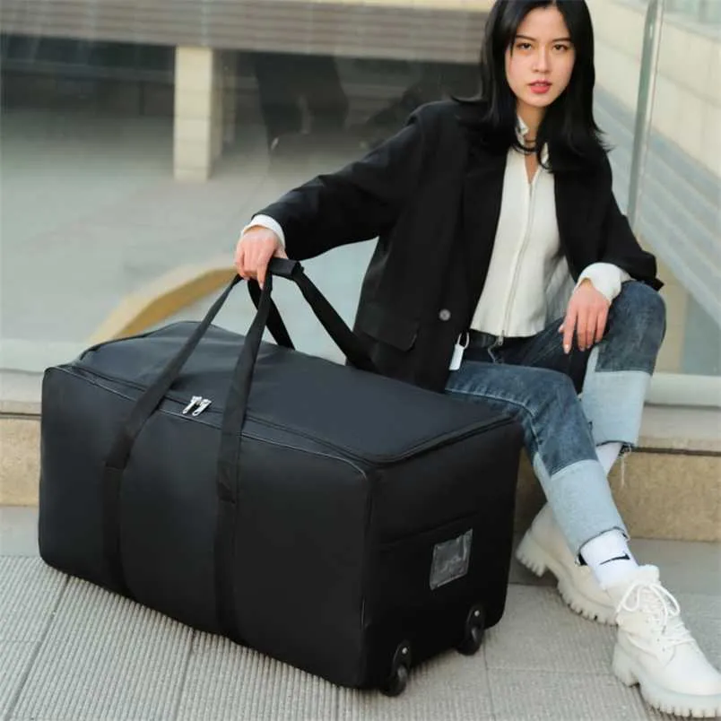 Roue de voyage Unisexe Sac Universel Grande Capacité Duffle Durable Oxford Simple Multifonction Sac À Main Bagages Valise XA573F 202211