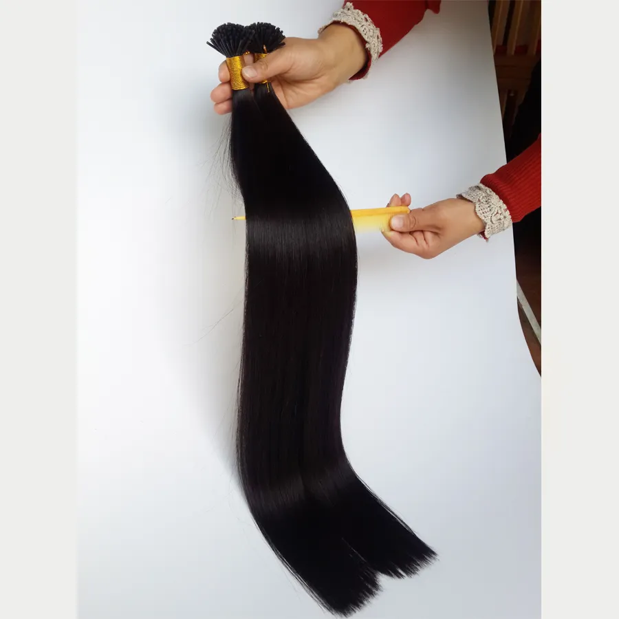 I Tip Extensions de cheveux humains Vente en gros de produits de haute qualité Personnalisation client VIP Stick Tip Extensions de cheveux Nail Tip 14-26 pouces