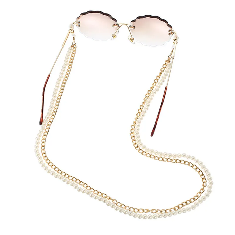 New Arrival All-Purpose Eyeglasses Chain With Lobster Clasp Dual Design Metal And Artificial Pearls Double Chains For Mouth Mask