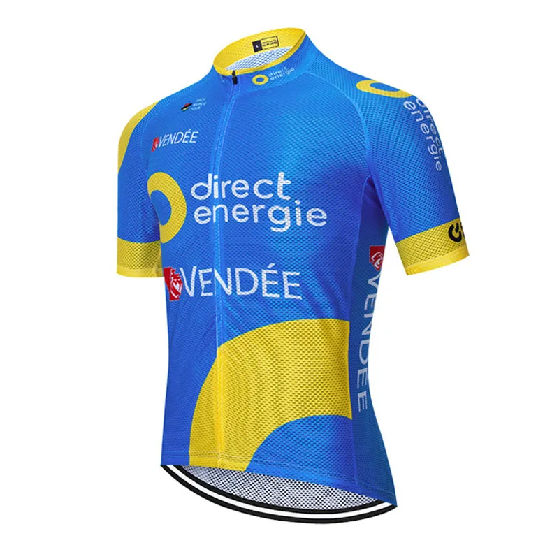 Cyclisme Jersey Pro Team Team Direct Energie Mens été Séjour rapide Sports Sports Uniformes Vélo de montagne Vélo Route Vélo Tops Racing Vêtements Vêtements de sport en plein air Y21042305