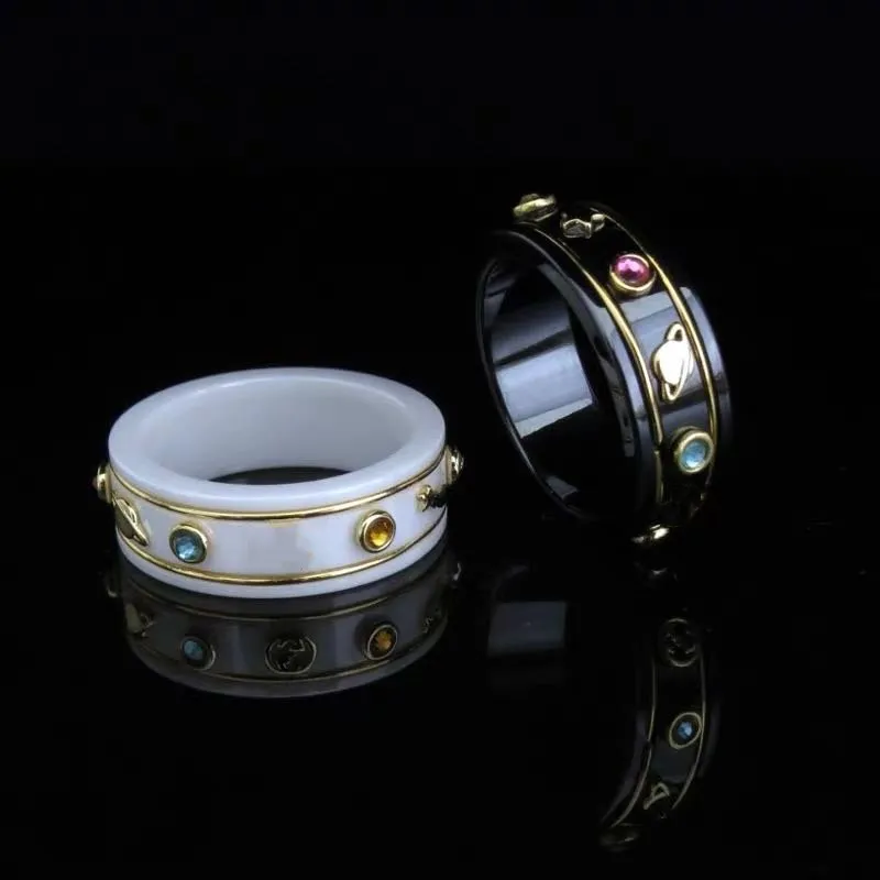 Anillo de pareja, anillo con letras simples a la moda, superventas, anillo de Material cerámico de alta calidad, suministro de joyería de moda
