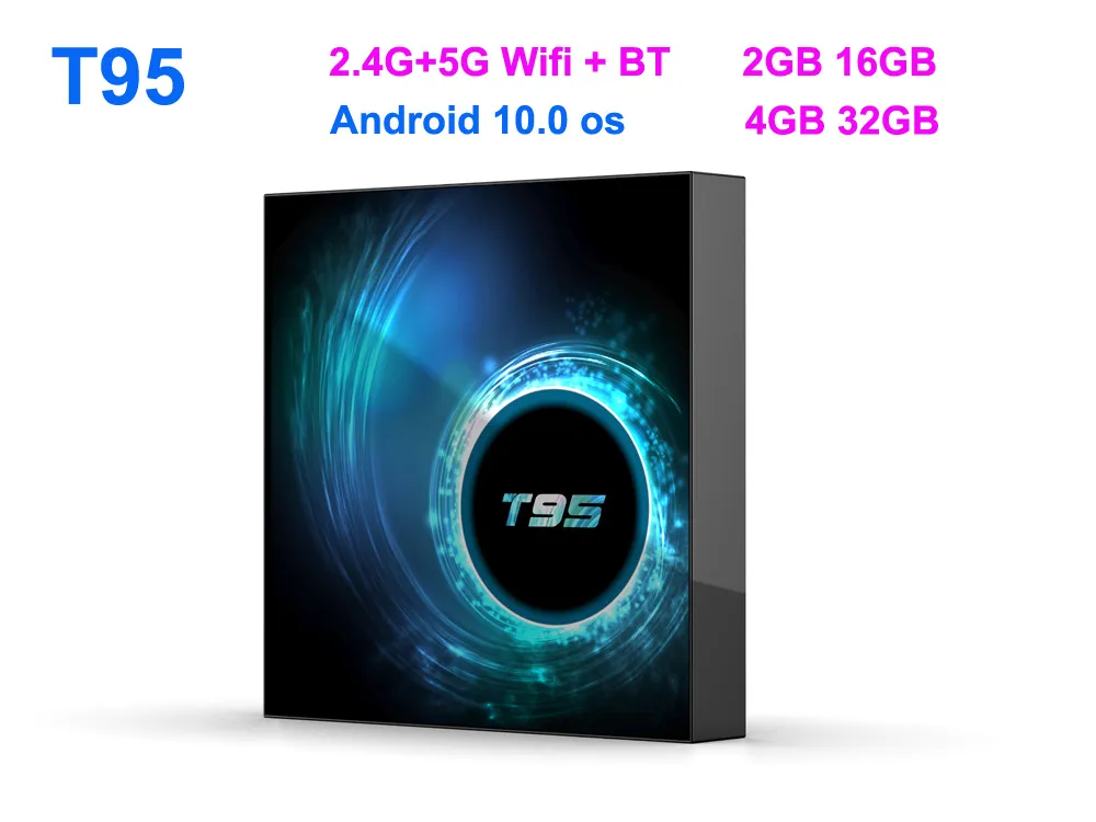 T95 smart tv box android 10 4k 6k 4g 32gb 2.4g & 5g Wifi Bluetooth 5.0 Quad core set-top box 2G 16G media Player