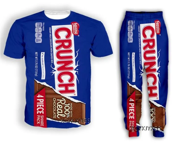 Groothandel - 2022 Nieuwe Mode Snacks Crunch 3D All Over Print Trainingspakken T-shirt + Joggers Broek Pak Dames Mannen @ 06