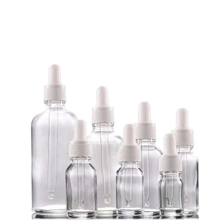 5 - 100ML Clear Glass Bottles with Glass Eye Dropper Pipette for Essential oils Chemistry Lab