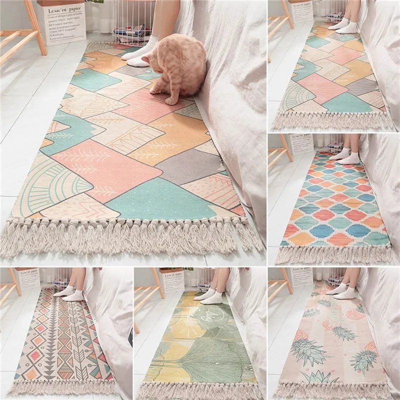 Bomullssäng mattan vävt mat badrum vardagsrum mattor geometriska handgjorda indiska matta bohemiska moderna tryck matta y200527