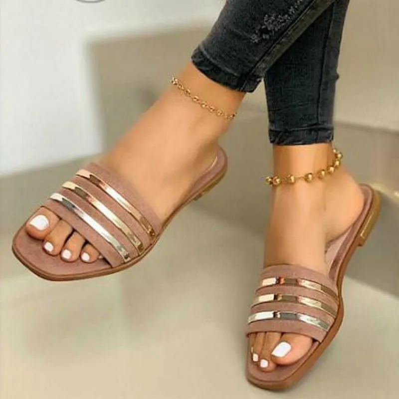 2021 nuevos zapatos de mujer, zapatillas planas, sandalias de playa de verano, sandalias sexis con punta abierta para exteriores, chanclas informales de talla grande para mujer