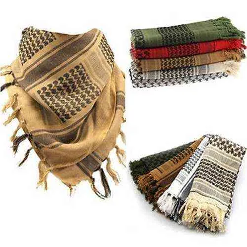 Открытый туризм шарфы ветрозащитные военные арабские тактические пустынные шарф армии Shemagh с кисточкой для мужчин женские мусульманские Hijab Scarfs Y1229
