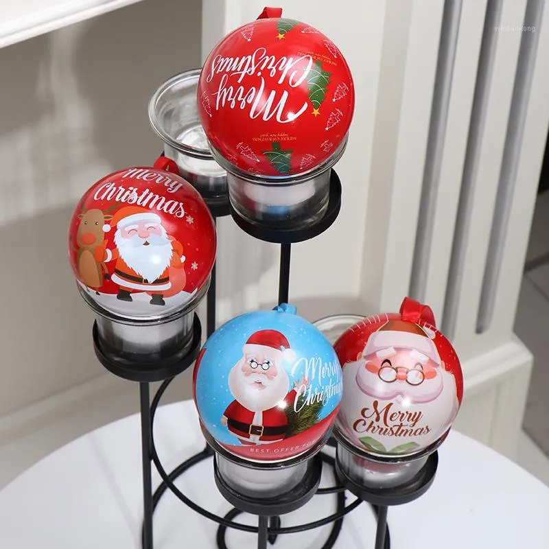 Parti Dekorasyon Metal Şeker Top Noel Ağacı Kolye Renkli Baskı Demir Süslemeleri Çocuk Hediye Kutusu1