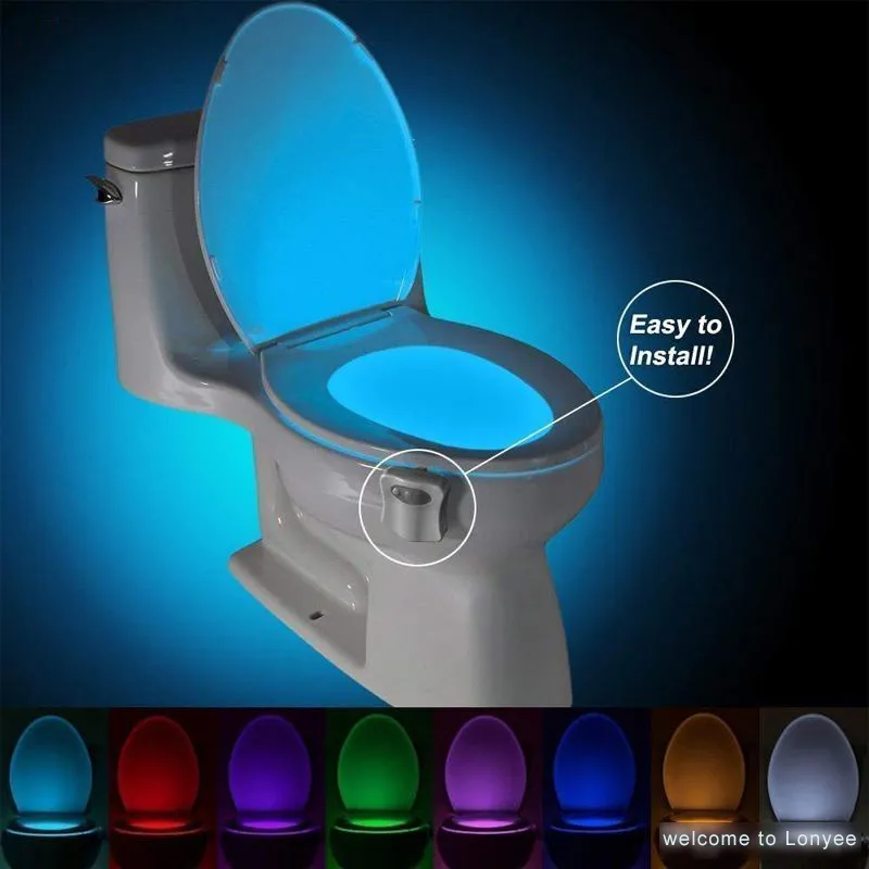 Smart Motion Sensor LED Toilet Night Light 8 16 Colors PIR Perfect for Bathroom Shower Room and Home