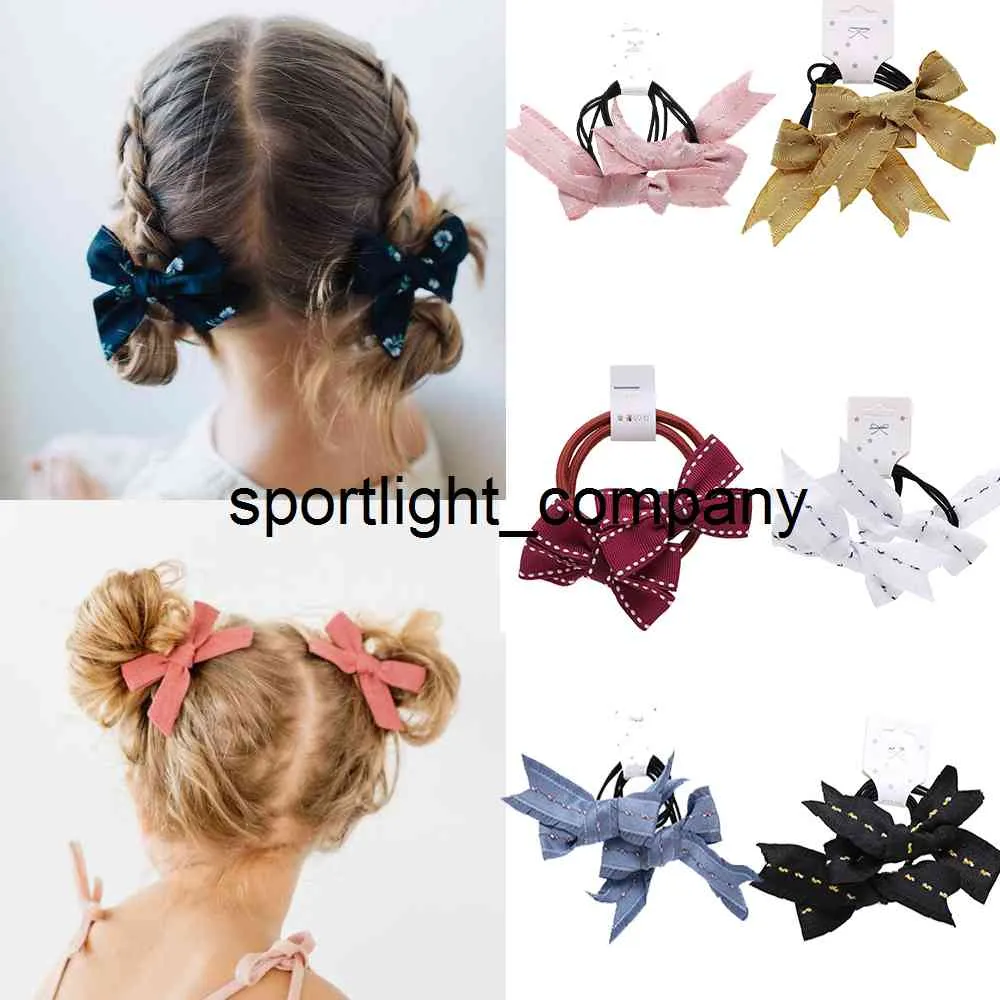 2022 Print Grosgrain Band Hair Bows Hair Gummibänder Kleine Bögen für Kinder Mädchen Headwear DIY Kinder Haarschmuck Beste Geschenke
