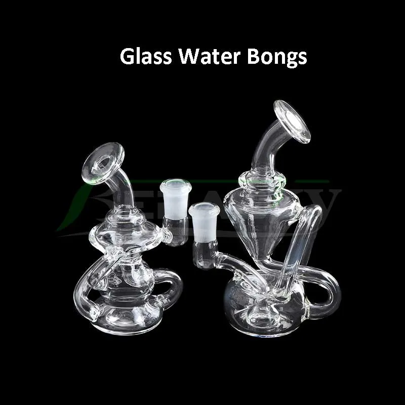 Beracky Nieuwste Duidelijke Recycler Glas DAB Rigs Two Styles Dikke Glas Water Bongs Pijpen Beker Bong Heady Oil Rigs voor Roken Bongs