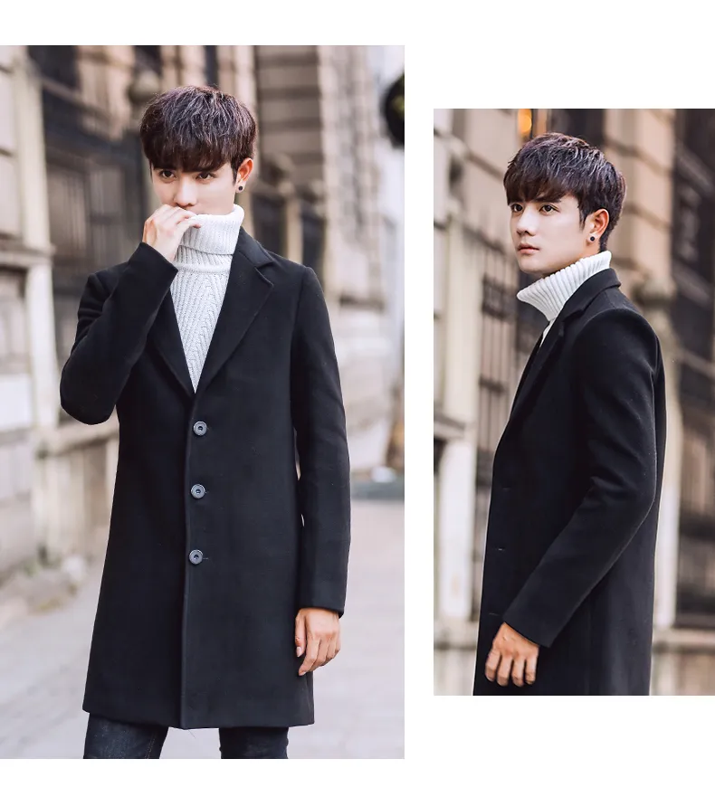 Korean Winter Slim Fit Mens Wool Blends Wool Jacket Mens Korean Winter Slim Fit Mens Wool Blends Wool Jacket Mens