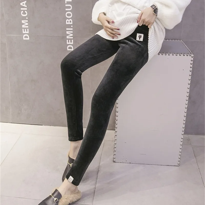 Thickened Velvet Maternity Leggings For Warmth And Comfort Winter