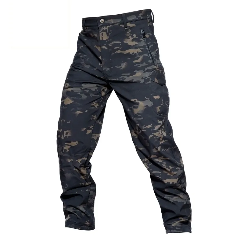 Winter Fleece Shark Skin Soft Shell Tactical Pants Military Camouflage Pants Hombres a prueba de viento impermeable Warm Camo Army Pants S-3XL 201110