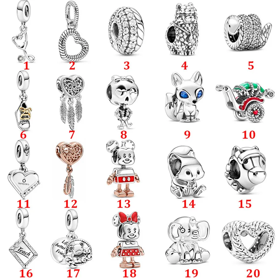 Bijoux de créateur Bracelet en argent 925 Charm Perle Fit Pandora Trois morceaux de plumes tombantes Chaîne de chaussures Bracelets à glissière Perles Charmes de style européen Perles de Murano