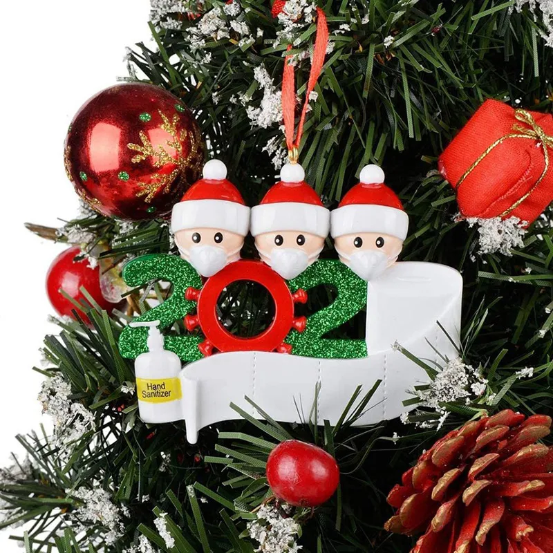 2020 Presente de decoração de festa de natal de quarentena Papai Noel com máscara personalizada árvore de natal ornamento toda a série