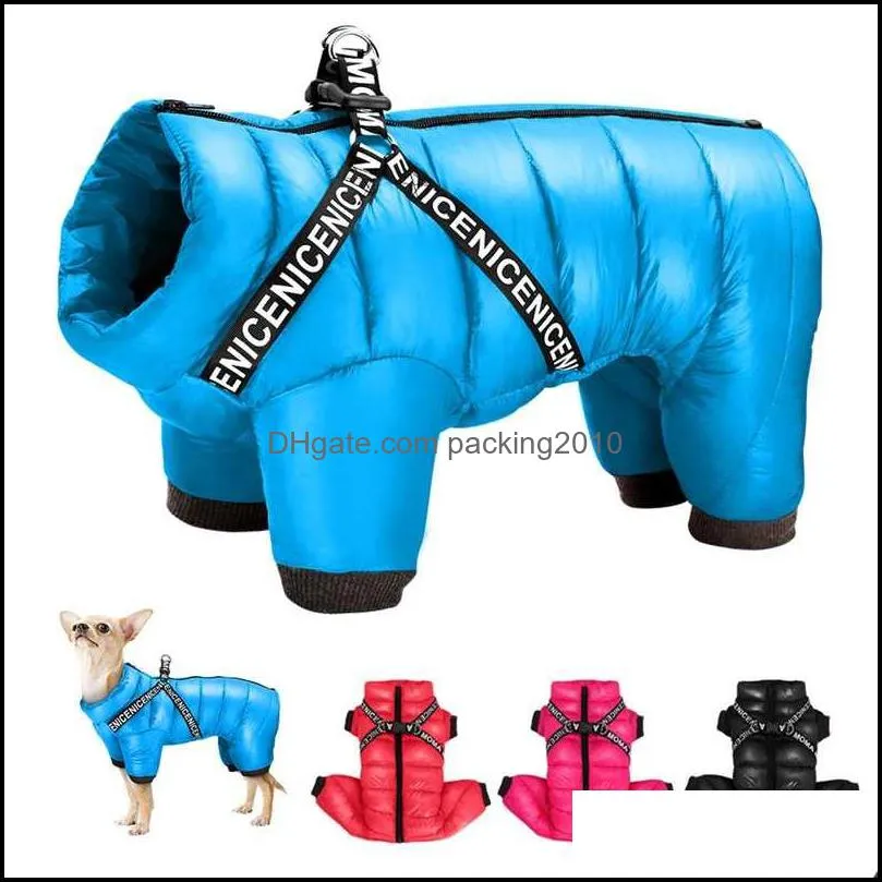 Small Pet Dog Coat Jacket With Harness Winter Warm Dog Clothes For Bulldog Chihuahua Outfits Waterproof Dog Clothing Jackets 220113