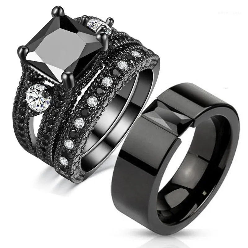Luxury Black Gold Ring Set Premium Couples Promise Rings, Shop