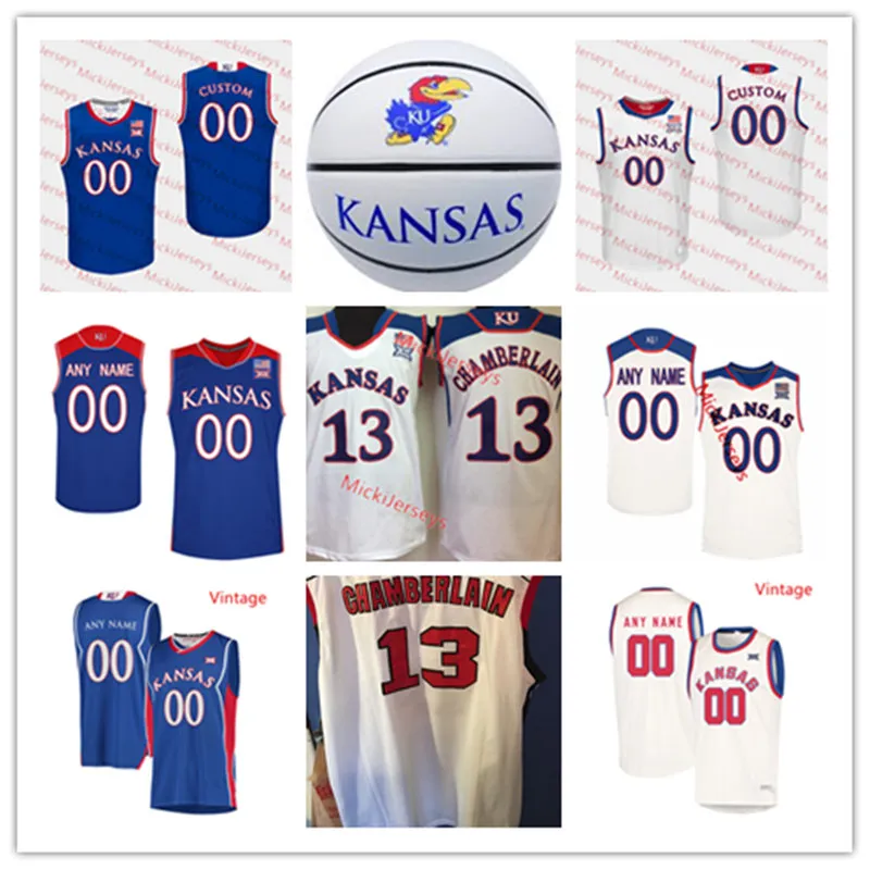 NCAA Custom KU Kansas Jayhawks Stitched College Basketball Jersey Marcus Morris Ben McLemore Joel Embiid Josh Jackson Kelly Oubre Dedric Lawson Devon Dotson