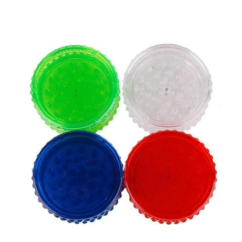 60mm round plastic tobacco smoking herb grinders 3 layer tobacco grinder cigarette colorful crusher fit dry herb color random send