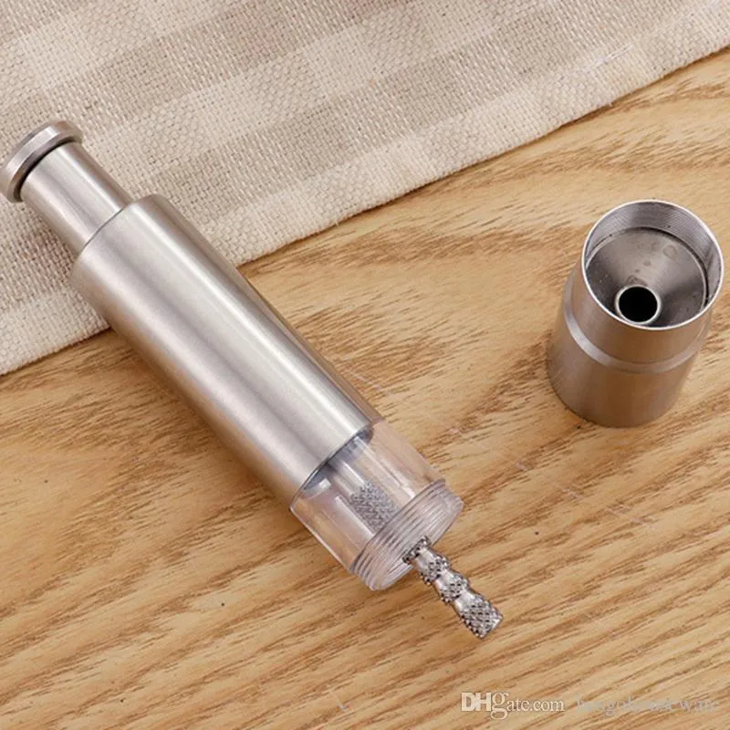 Stainless Steel Pepper Grinder Thumb Push Salt Pepper Grinder Portable Manual Pepper Mill Machine Spice Sauce Grinder Kitchen Tool BH1985 ZX