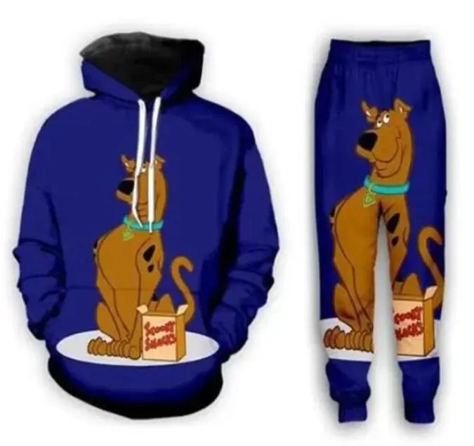 2022 Nuovi Uomini/Donne Del Fumetto Scooby Doo Divertente 3D Stampa Moda Tute Pantaloni Hip Hop + Felpe ok013