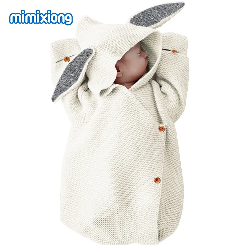 Sacs de couchage bébé pour poussette hiver chaud enfant en bas âge Infantil Swaddle Wrap automne lapin tricoté enveloppes pour décharge nouveau-né 201208