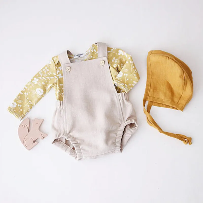 designers clothes kid Wholesale Boutique New born Baby Girls Suspender Romper Blank Onesie Baby Clothes Cute Plain Baby Linen Bubble Rompers