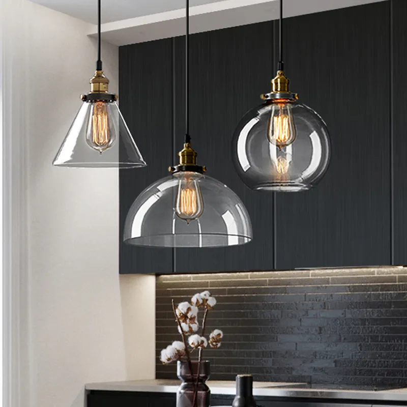 Vintage pendelljus glas v￤gglampor loft industriell h￤ngslampa lamparas de techo colgante modern glans pendent lampa