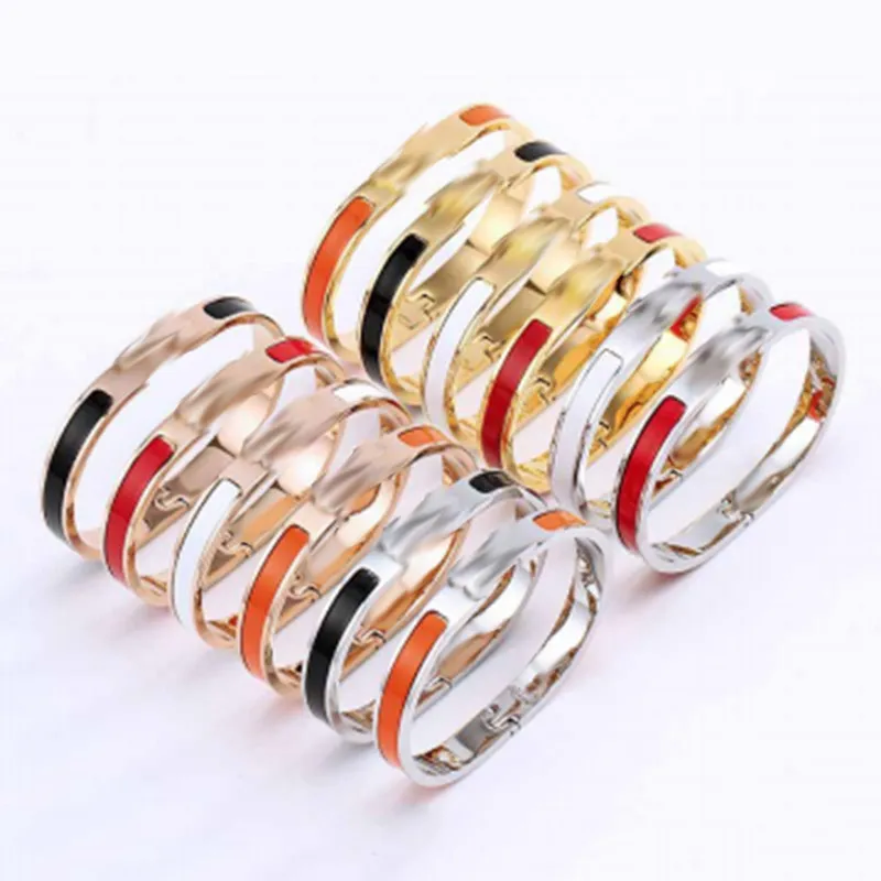 Steel Buckle Bangle Fashion Colorful Women's Bracelet Width 8mm Length 17CM Bracelets with Gift Box 71120B