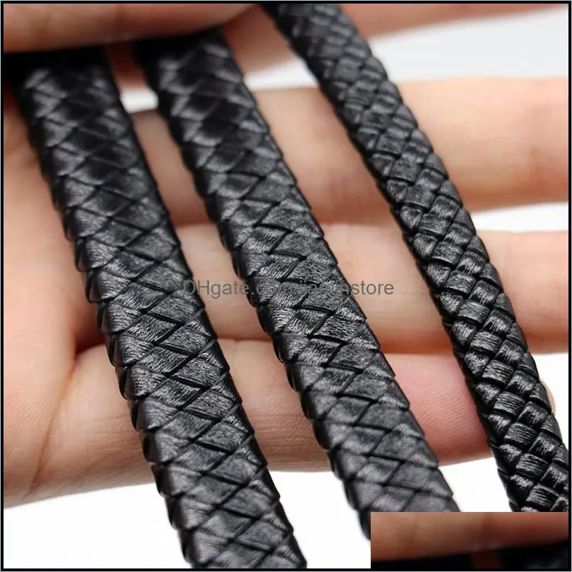 Kralenkappen sieraden bevindingen componenten mibrow 1meter vintage zwart bruin lederen koorden 8 mm 10 mm 12 mm plat voor armband maken