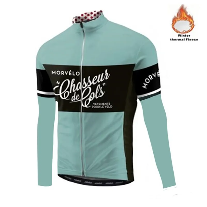 Morvelo Winter Thermal Fleece Men's Cycling Jersey long sleeve Ropa ciclismo Bicycle Wear Bike Clothing Warm maillot Jacket 201031